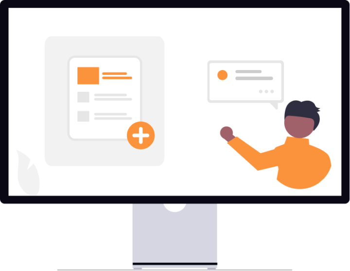 datorskärm med supportpersonal som hjälper till