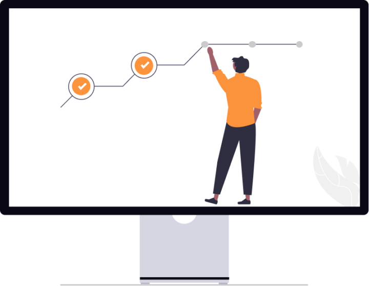 Illustation av en person som följer en enkel guide