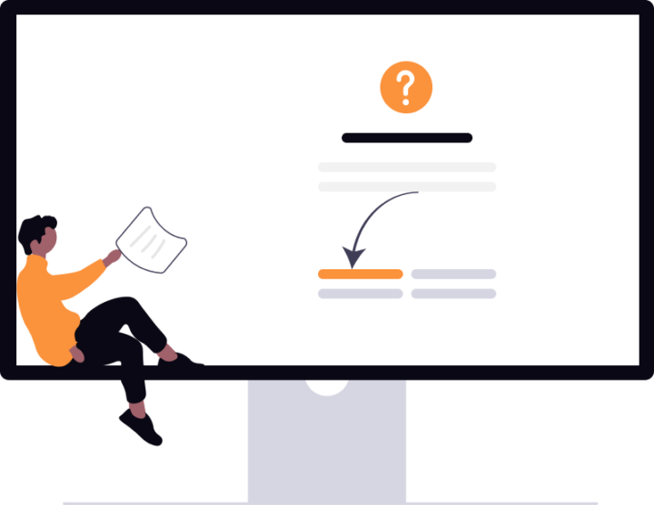 datorskärm med information och hjälp