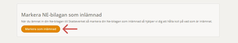 vy från Årsredovisning Online där man markera sin NE-bilaga som inlämnad